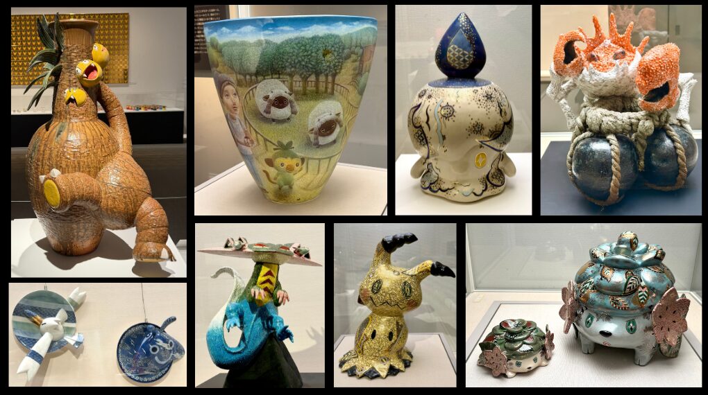 広島県立美術館「ポケモン×」工芸展の作品　アローラナッシー　ヒトモシ　キングラー　キャモメ　ドラパルト　タマンタ　ミミッキュ
