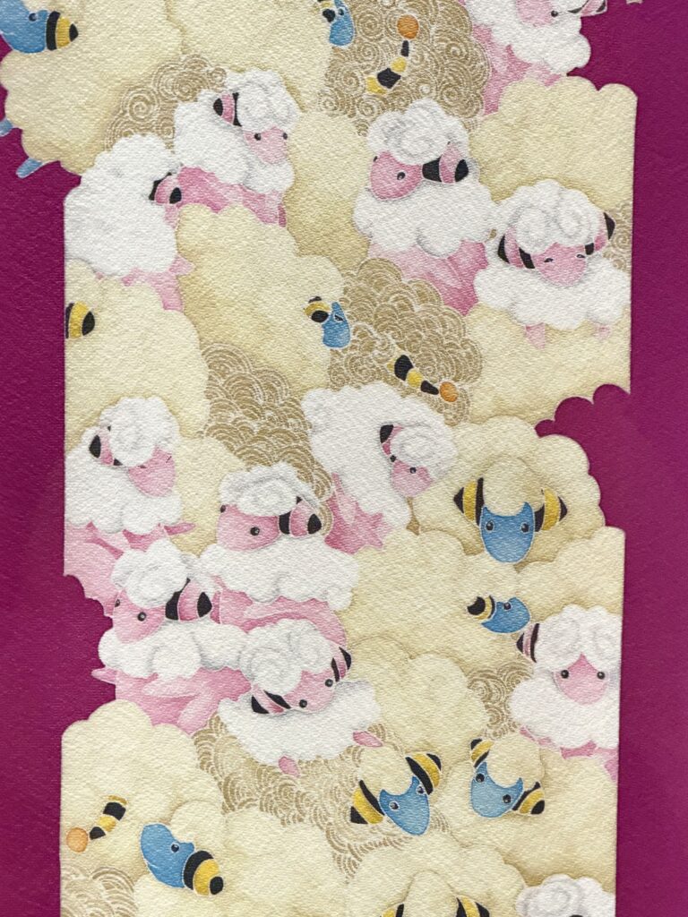 ポケモン×工芸展より友禅訪問着「群」/水橋さおり　モココとメリープの着物